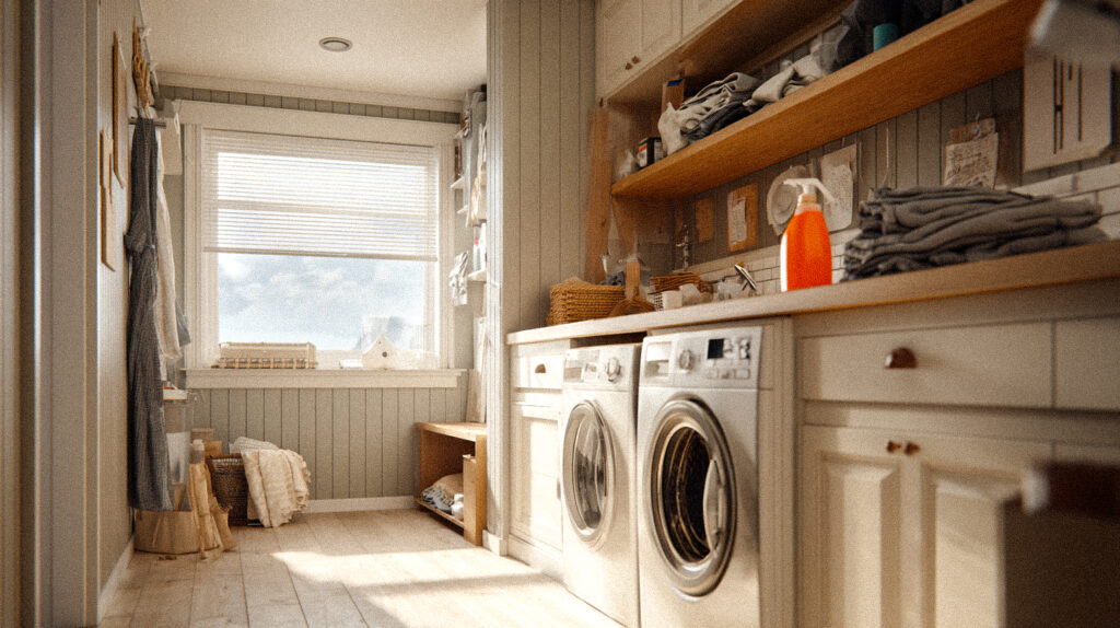 Ett skandinaviskt tvättrum.